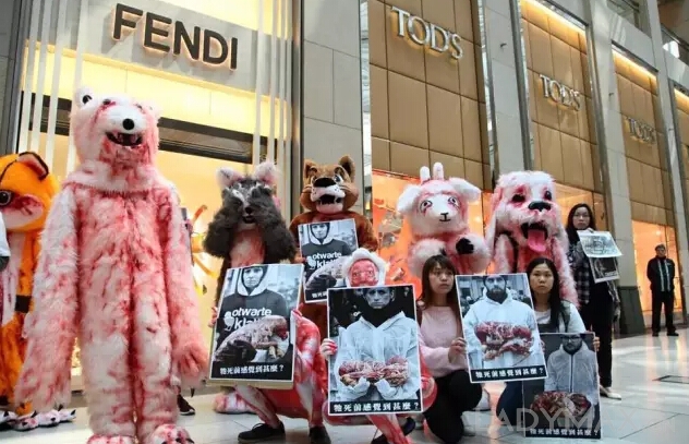 动物保护者在香港Fendi门店抵制示威 皮草卷土重返时尚圈争议不断