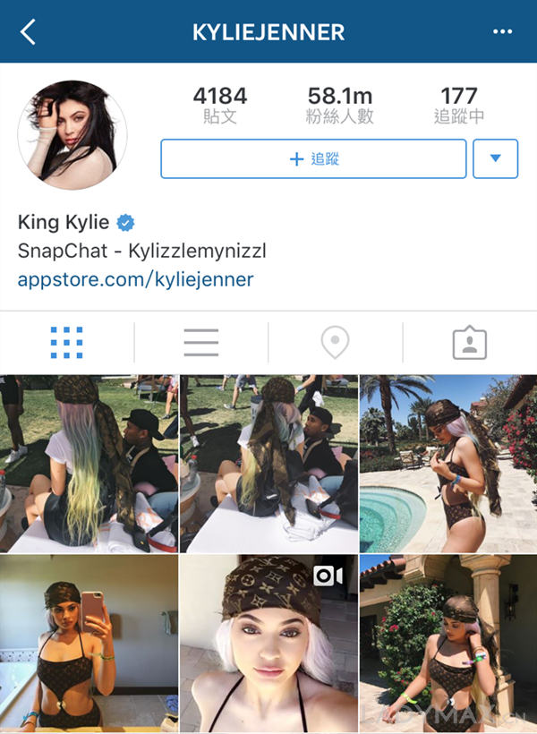 在Instagram超过5000万粉丝的Kylie Jenner穿着